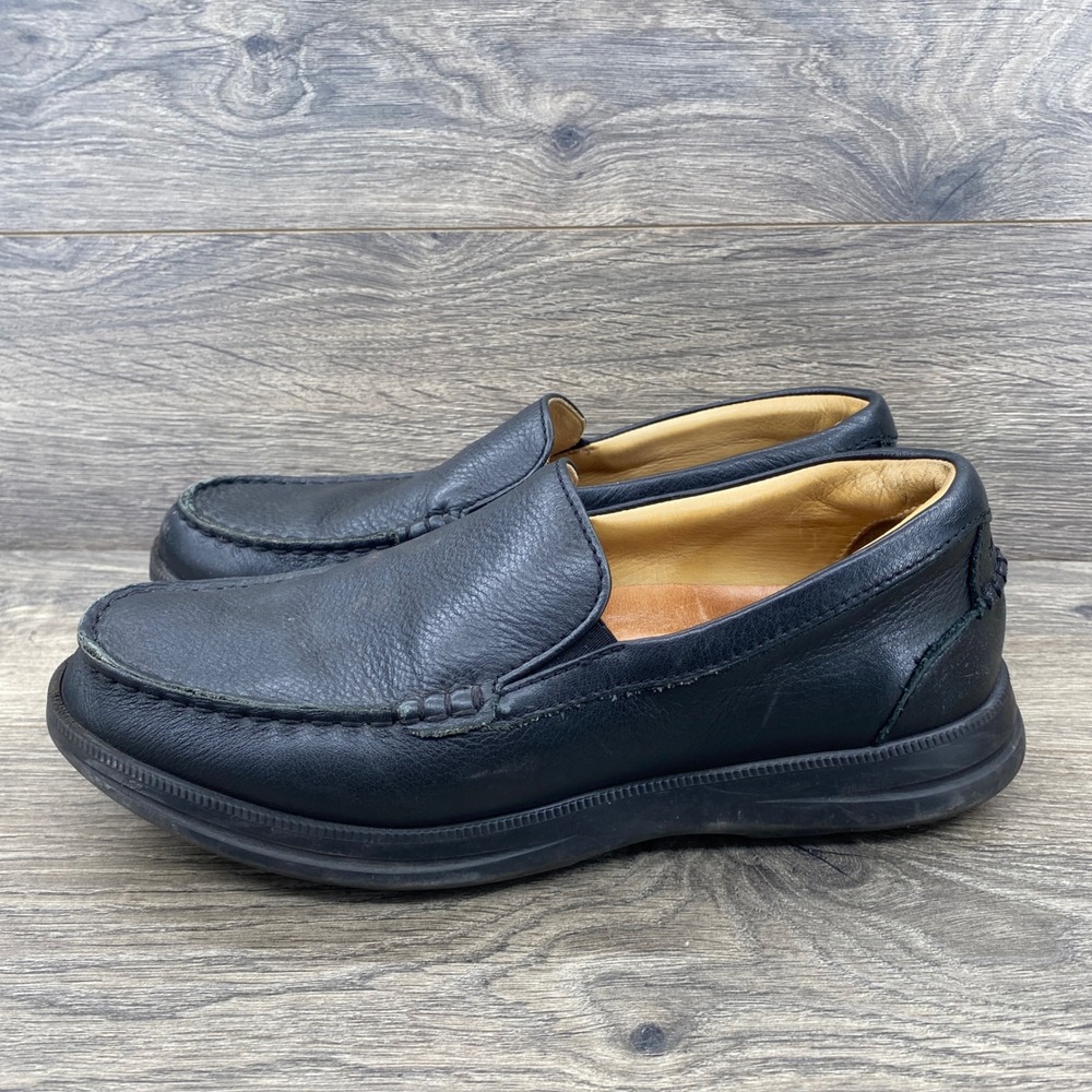 Samuel Hubbard Frequent Traveler Loafers Mens 9 Navy Pebbled Leather Slip On